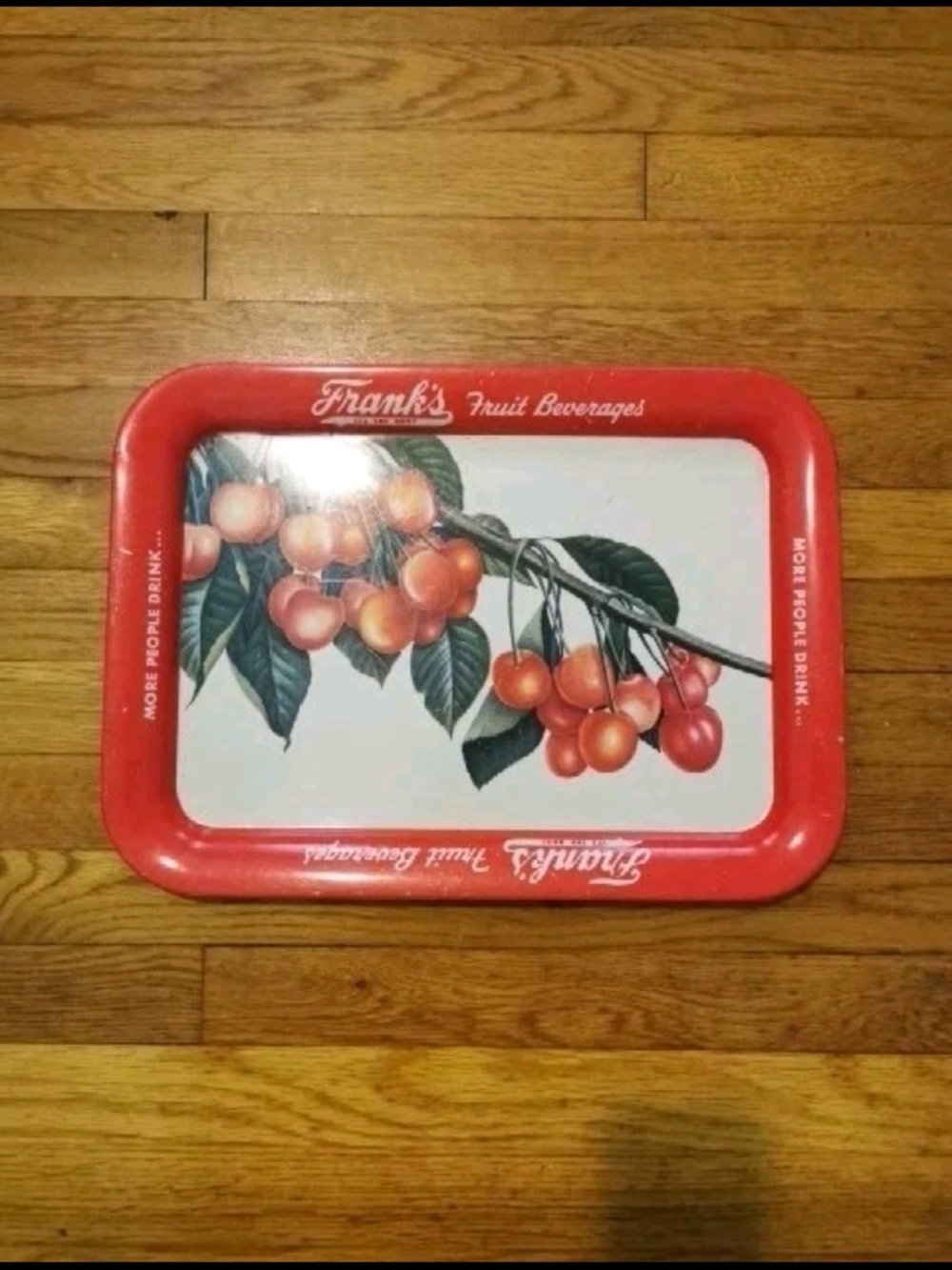 Frank's Fruit Beverages Soda Pop Vintage Cherry‎ Metal Serving Tray - Red